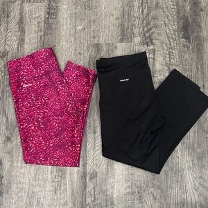 Xersion Pink Patterned and Black Kids Leggings